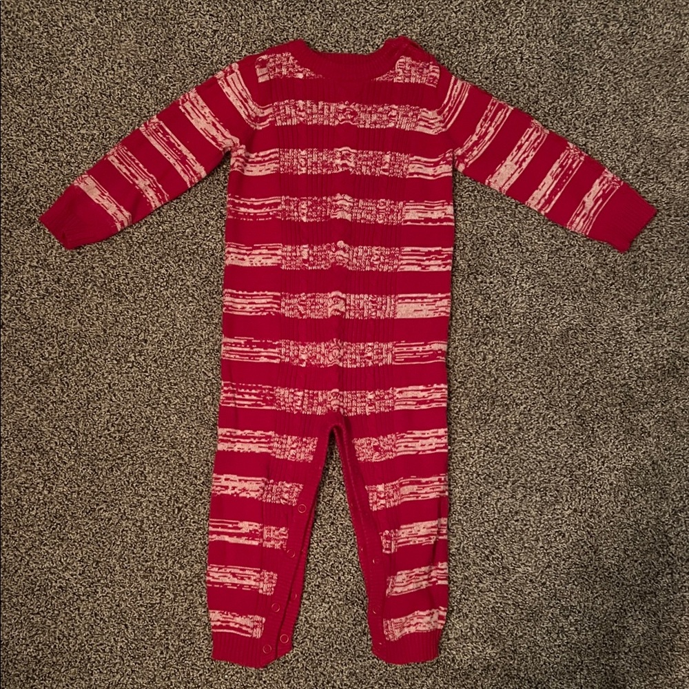 Cat & Jack, Red and White Striped Sweater One Piece, 18 Months